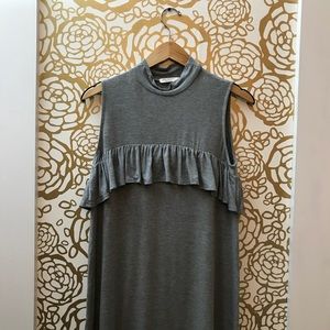 Promesa Grey Sleeveless Ruffle T-Shirt Dress